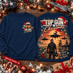 Top Gun Christmas Fighter Jet 3D Shirt for Action Movie Fans NTH1 - Sweatshirt Navy