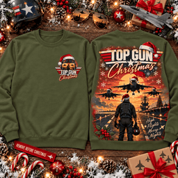 Top Gun Christmas Fighter Jet 3D Shirt for Action Movie Fans NTH1 - Sweatshirt Olive Drab