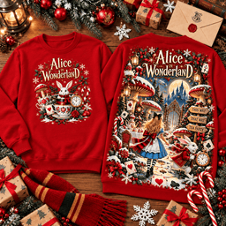 Alice in Wonderland Christmas Fantasy 3D Shirt NTH1 - Sweatshirt Red