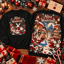 Alice in Wonderland Christmas Fantasy 3D Shirt NTH1 - Sweatshirt Black