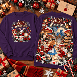 Alice in Wonderland Christmas Fantasy 3D Shirt NTH1 - Sweatshirt Deep Purple