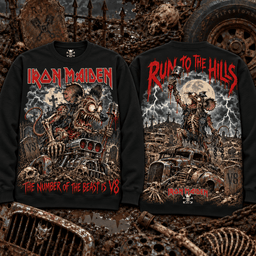 Rat Fink x Iron Maiden – The Number Of The Beast Is V8 Heavy Metal T-Shirt - Sweatshirt Black