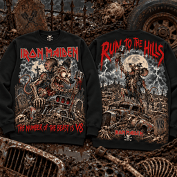 Rat Fink x Iron Maiden – The Number Of The Beast Is V8 Heavy Metal T-Shirt - Sweatshirt Cream