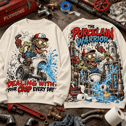 Rat Fink Porcelain Warrior 3D Shirt For Plumber Lovers NNK - Sweatshirt Black