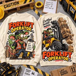 Rat Fink Forklift Operator Certified Maniac 3D Shirt For Forklift Lovers NNK - Sweatshirt Cream