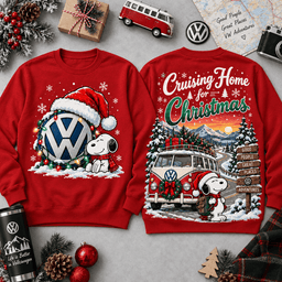 Volkswagen Cruising Home for Christmas Festive Van All-Over Print T-Shirt for VW Fans NDN - Sweatshirt Red