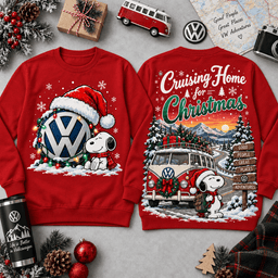 Volkswagen Cruising Home for Christmas Festive Van All-Over Print T-Shirt for VW Fans NDN - Sweatshirt Navy