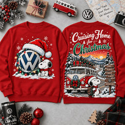 Volkswagen Cruising Home for Christmas Festive Van All-Over Print T-Shirt for VW Fans NDN - Sweatshirt Black