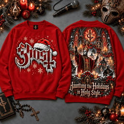 Ghost Haunting the Holidays in Holy Style All-Over Print T-Shirt for Holiday Music Fans NDN - Sweatshirt Navy