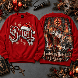 Ghost Haunting the Holidays in Holy Style All-Over Print T-Shirt for Holiday Music Fans NDN - Sweatshirt Black