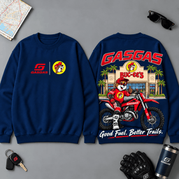 Buc-ee's GasGas Good Fuel Better Trails 3D T-Shirt For Motorcycle Adventure Riders NDN - Sweatshirt Navy