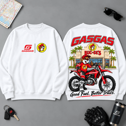 Buc-ee's GasGas Good Fuel Better Trails 3D T-Shirt For Motorcycle Adventure Riders NDN - Sweatshirt White
