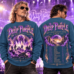 Deep Purple 50th Anniversary Tour 2026 Rock Music 50 Years Of Fire And Smoke Purple Concert 3D Shirt NHH - Sweatshirt Steel Blue