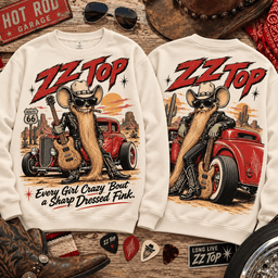 ZZ Top Rat Fink Vintage Hot Rod 3D Shirt For Rock Lovers NNK - Sweatshirt Cream