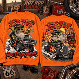 Rat Fink x ZZ Top – Sharp Dressed Monster Vintage Hot Rod T-Shirt NNK - Sweatshirt Cream