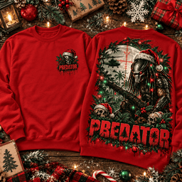 Predator Jungle Hunter Christmas Artwork 3D Shirt for Sci-Fi Movie Fans NTH1 - Sweatshirt Red