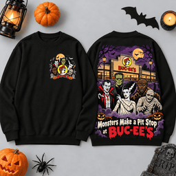Buc-ee's Classic Monsters Pit Stop Halloween 3D Shirt For Moonlit Road Trip Adventures NDN - Sweatshirt Black