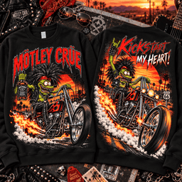 Mötley Crüe Rat Fink Kickstart My Heart – Flaming Chopper 3D Shirt Fans NNK - Sweatshirt Cream