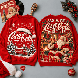 Coca-Cola Santa Truck Wreath and Vintage Display 3D Shirt for Classic Holiday Cheer NDN - Sweatshirt Red