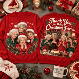 The Golden Girls Christmas Friend Portrait All-Over Print T-Shirt for Sitcom Fans NDN - Sweatshirt Navy