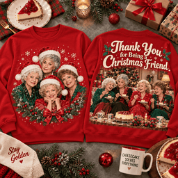 The Golden Girls Christmas Friend Portrait All-Over Print T-Shirt for Sitcom Fans NDN - Sweatshirt Black