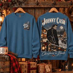 Johnny Cash Christmas in Black T-Shirt NTH1 - Sweatshirt Denim Blue