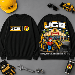 Buc-ee's JCB Construction Collage 3D T-Shirt For Heavy Equipment Road Trip Collectors NDN - Sweatshirt Black