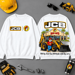 Buc-ee's JCB Construction Collage 3D T-Shirt For Heavy Equipment Road Trip Collectors NDN - Sweatshirt White