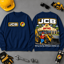 Buc-ee's JCB Construction Collage 3D T-Shirt For Heavy Equipment Road Trip Collectors NDN - Sweatshirt Navy