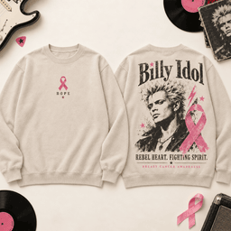 Billy Idol Rebel Spirit Pink Ribbon Rock 3D Shirt PTH - Sweatshirt Natural