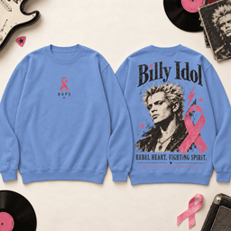Billy Idol Rebel Spirit Pink Ribbon Rock 3D Shirt PTH - Sweatshirt Cornflower Blue