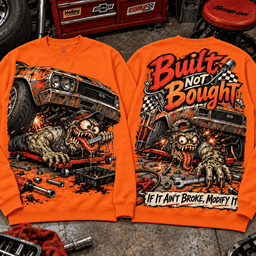Rat Fink Built Not Bought Garage Monster 3D Shirt For Mechanics And Car Lovers NNK - Sweatshirt Orange