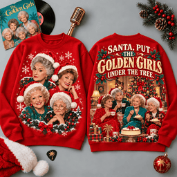 The Golden Girls Santa Portraits and Holiday Group 3D Shirt for Festive Sitcom Fans NDN - Sweatshirt Green