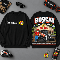 Buc-ee's BOBCAT Construction Collage 3D T-Shirt For Heavy Equipment Road Trip Collectors NDN - Sweatshirt Black