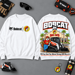 Buc-ee's BOBCAT Construction Collage 3D T-Shirt For Heavy Equipment Road Trip Collectors NDN - Sweatshirt White