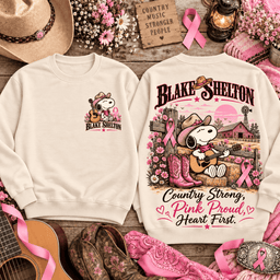Snoopy Blake Shelton Country Strong Pink Proud 3D Shirt PTH - Sweatshirt Cream
