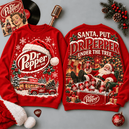 Dr Pepper Logo Wreath and Santa Display 3D Shirt for Devoted Classic Soda Fans NDN - Sweatshirt Red