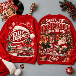 Dr Pepper Logo Wreath and Santa Display 3D Shirt for Devoted Classic Soda Fans NDN - Sweatshirt Green