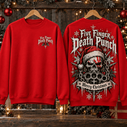 Five Finger Death Punch Christmas Skull T-Shirt NTH1 - Sweatshirt Red