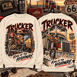 Trucker Rat Fink King Of The Highway 3D Shirt For Trucker Lovers NNK - Sweatshirt Orange