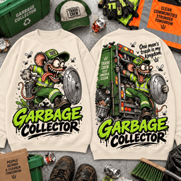 Rat Fink Garbage Collector Trash King 3D Shirt For Sanitation Workers NNK - Sweatshirt Black