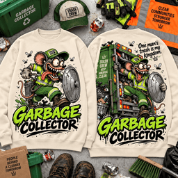 Rat Fink Garbage Collector Trash King 3D Shirt For Sanitation Workers NNK - Sweatshirt Cream
