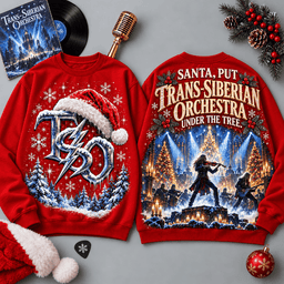 Trans-Siberian Orchestra Wreath and Winter Concert 3D Shirt for Symphonic Rock Holidays NDN - Sweatshirt Red