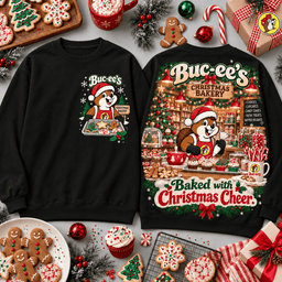Buc-ee's Baked With Christmas Cheer Bakery Shop All Over Print T-Shirt For Festive Holiday Road Trips NDN - Sweatshirt Black
