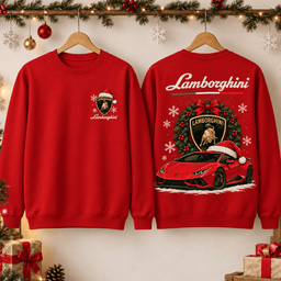 Lamborghini Christmas Car Graphic T-Shirt NTH1 - Sweatshirt Red