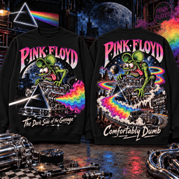Rat Fink x Pink Floyd – The Dark Side Of The Garage Psychedelic Rock T-Shirt NNK - Sweatshirt Cream