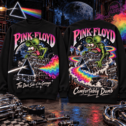 Rat Fink x Pink Floyd – The Dark Side Of The Garage Psychedelic Rock T-Shirt NNK - Sweatshirt Orange