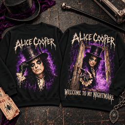 Alice Cooper Purple Nightmare Doorway Premium T-Shirt for Shock Rock Fans Who Love the Dark TD - Sweatshirt Navy