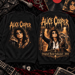 Alice Cooper Snake Portrait 2011 Induction Premium T-Shirt for Lifelong Shock Rock Fans TD - Sweatshirt Navy