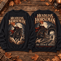 Headless Horseman Pumpkin Rider Sleepy Hollow Premium T-Shirt for Fans of Classic Halloween Legends TD - Sweatshirt Navy